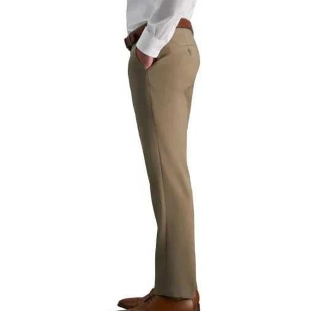 NWT Haggar Men's 32x32 Tan Straight Fit Dress Pants Polyester Stretch - Picture 3 of 12